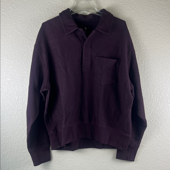 Banana Republic French Terry Rugby Sweater in Ruby Plum Purple size XL NWT